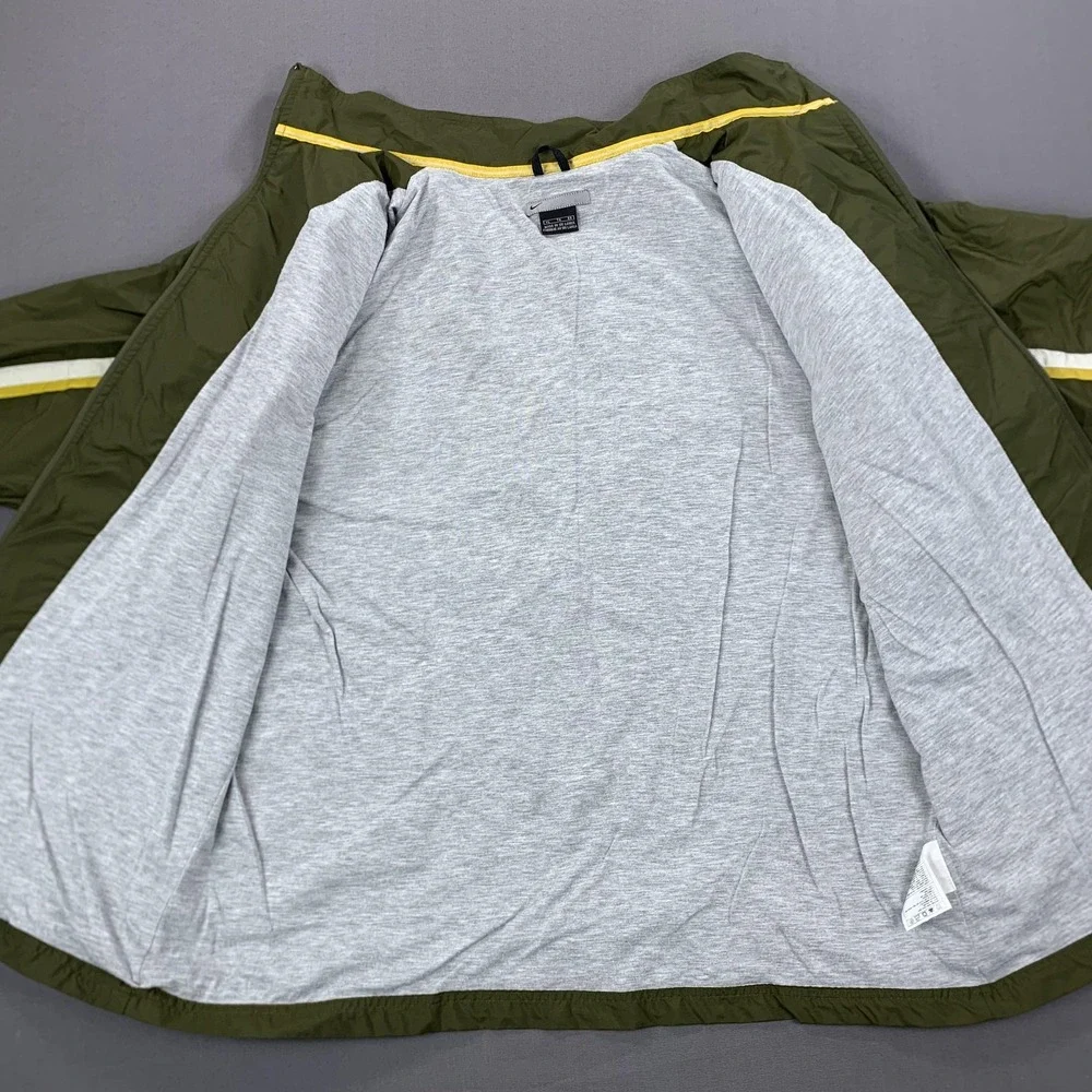 VTG Nike Jacket Mens XL Green Yellow Swoosh Lined Full Zip Windbreaker 90s Nylon